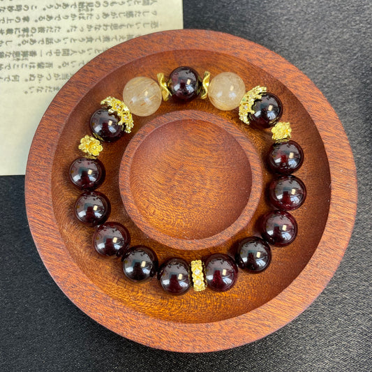 （A15）天然石ブレスレット  ガーネット  シトリン