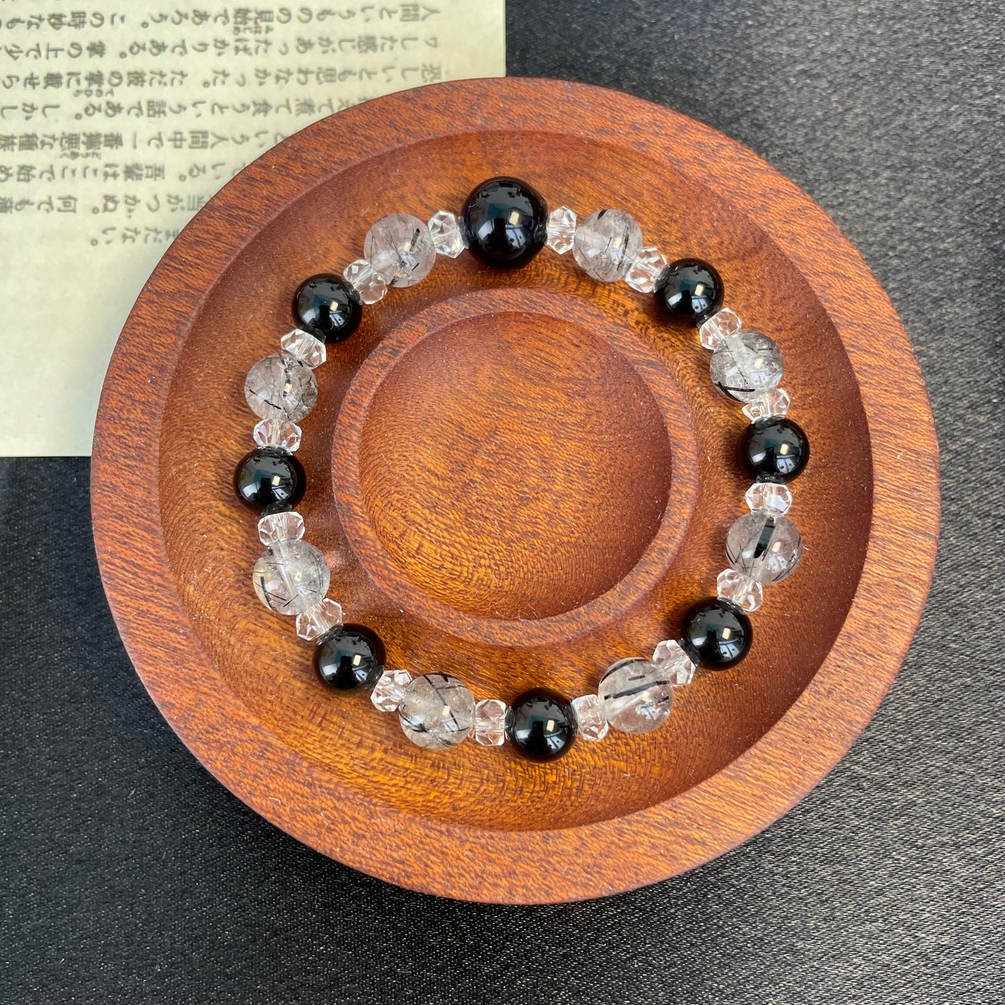 （A12）天然石ブレスレット  黒曜石 ブラックルチル