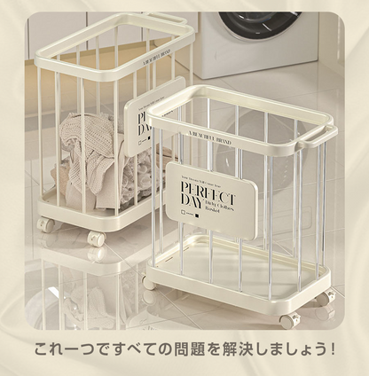 YOSHIFUKU ランドリーワゴン 洗濯かご ランドリーバスケット