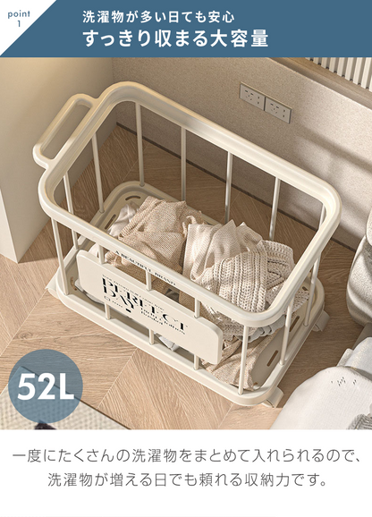 YOSHIFUKU ランドリーワゴン 洗濯かご ランドリーバスケット