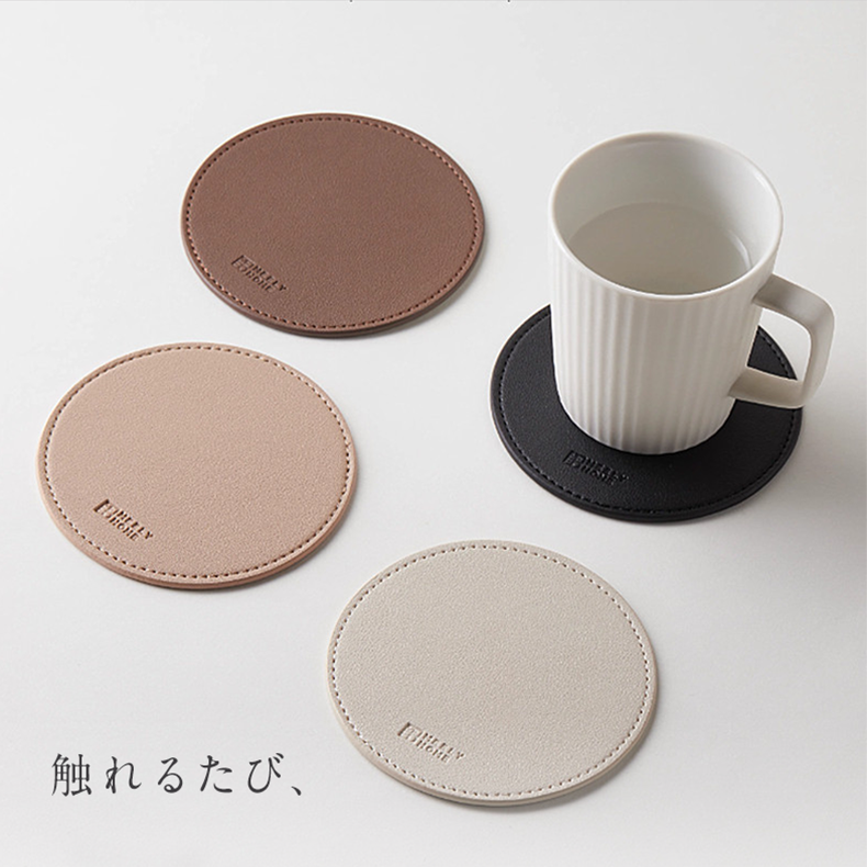 ＼S/M 2サイズ／YOSHIFUKU コースター 本革 おしゃれ 丸型 オリジナル